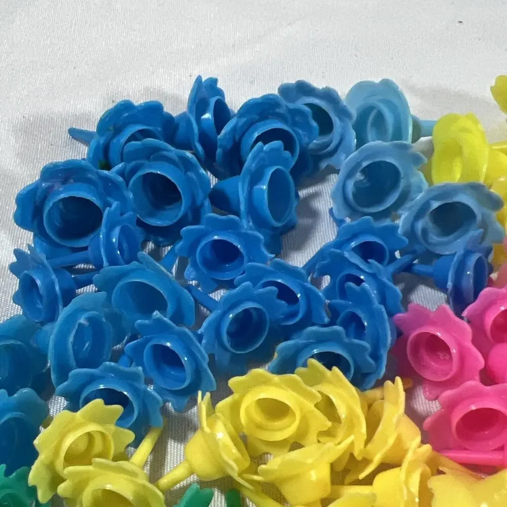 Vintage Cake Candle Holders Petal Flowers Multicolor Pink Blue Yellow Green 90+